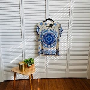 Cynthia Rowley Blue Pattern Top